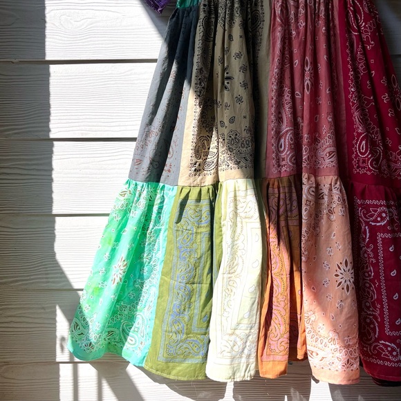 Rainbow | Handmade Earthy Voluminous Maxi Bandana Dress SKU 04294 - Picture 10 of 16